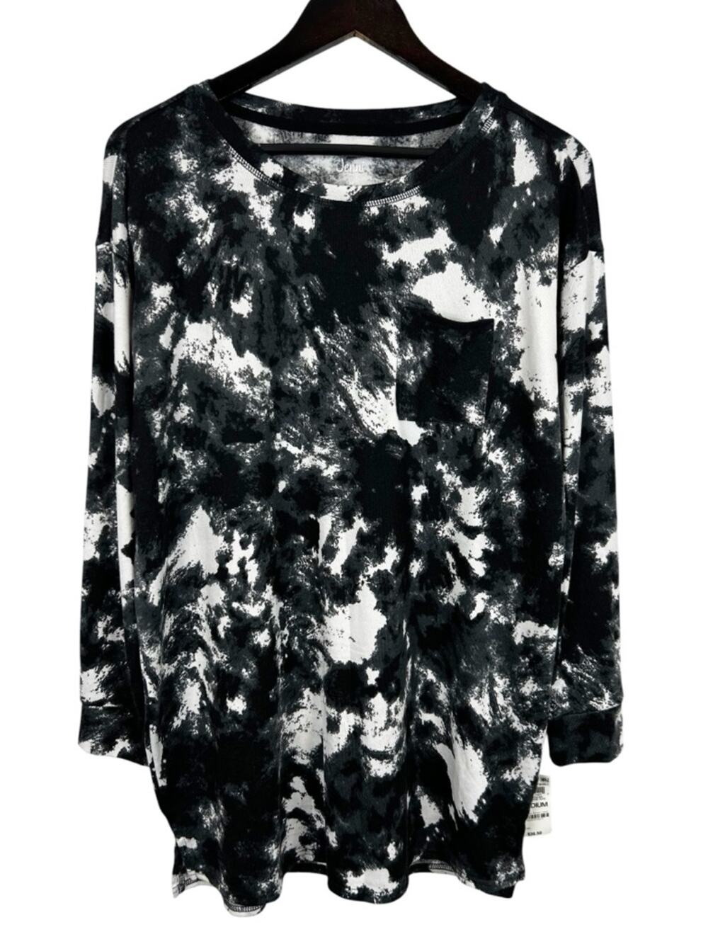 Jenni Black & White Tie-Dye Sleepshirt Women's Size Medium